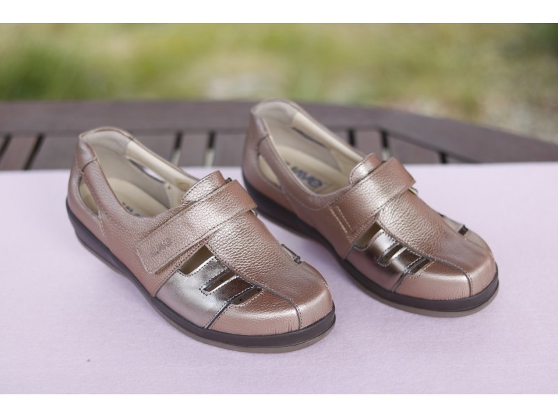 Zapatos mujer verano , zapatillas cordones ancho especial piel beige
